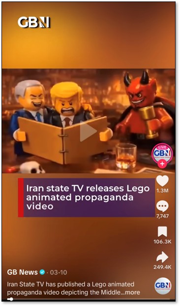 Screenshot of GB News sharing an Explosive Media Lego-style AI video on TikTok